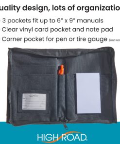 High Road Car Glove Box Organizer, Registration and Insurance Document Holder and Car Manual Holder with Flexible Secure Zippered Case and Note Pad Black 37 91UQXrxZD8L