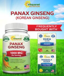 aSquared Nutrition Natural Korean Panax Ginseng (1000mg Max Strength)-90 Capsules Root Extract Complex (Red & White), High Dosage Ginsenosides in Seeds, Asian Powder Supplement,Tablet Pills for Energy 17 91URIA16T4L