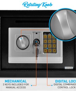 SereneLife Safe Box Front Loading Safe Cash Drop Vault Safe Security Box Cabinet Safe & Money Safe Box Digital Steel Safe Safety Box for Cabinets, Home & Office 13.8 x 9.8 x 9.8 2 Keys 13.8" x 9.8" Deposit Slot 14 91URo LYJNL