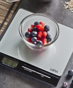 MIRA Digital Easy to Use Kitchen Food Scale | Portable Lightweight Slim Food Scale Measures Grams, Pounds & Ounces Glass Platform Multifunction Scale | Tare Function | 11 lb Capacity 16 91UVRdYV8zL