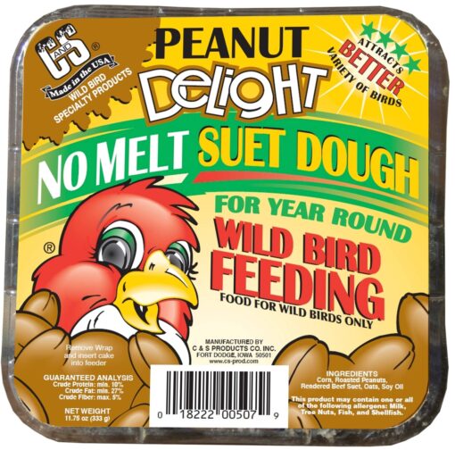 C&S Peanut Delight No Melt Suet Dough, 12/pack 11.75 Ounces Peanut 12-Pack