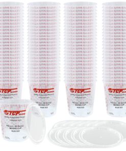 Alternative view of (Full Case of 100 each - Quart (32oz) PAINT MIXING CUPS) by Custom Shop - Cups are Calibrated with Multiple Mixing Ratios (1-1) (2-1) (3-1) (4-1) (8-1) BOX of 100 Cups includes 12 bonus Lids Cups - Box of 100 + 12 Lids