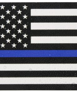 Thin Blue Line Flag Decals - 3x5 in. Black White and Blue American Flag Stickers for Cars, Trucks - in Support of Police and Law Enforcement Officers (2-Pack) 2-pack 27 91Ugw HEuRL