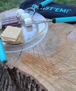 Jolly Green Products Rotating Marshmallow Roasting Sticks | Set of 5 Telescoping Forks - Free Bag | Safe, Fun Smores & Hot Dog Stainless Steel Long Camping Skewers | Campfire BBQ Cookware Accessories 38 91Uj6fsC2UL