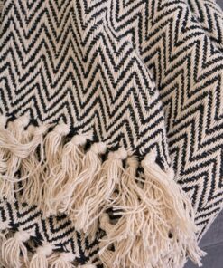 Alternative view of DII Chevron Throw Collection Handloomed Cotton, 50x60, Black 50x60"