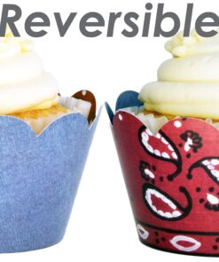Alternative view of Bandana Cupcake Wrappers, 36, Farm Animal Party Supplies, Western Cowboy Birthday Decorations, Wild West Denim Cup Cake Liners, Rodeo Theme Favor Bag Holder, Train Themed Baby Shower, Barn Wedding