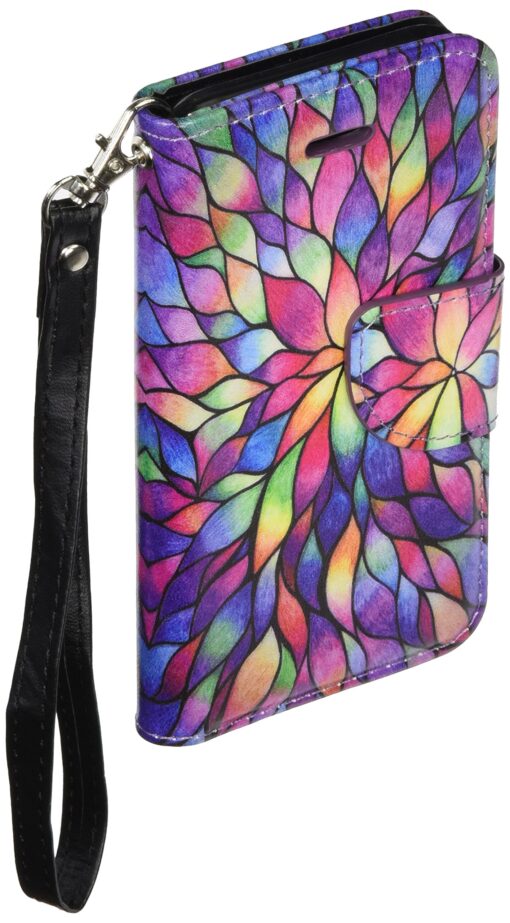 [GW USA] Pu Leather Wallet Case Compatible for iPhone 8 Case,iPhone 7 Case, Flip Folio [Kickstand] with ID&Credit Card Slot for iPhone 8/7 - Rainbow Flower