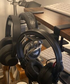 6amLifestyle Headphone Headset Holder Hanger, Universal Metal Gaming Headphones Stand Mount Under Desk Hook Clip with Adjustable Clamp for All Headsets, Black Normal 35 91V2NLZQpoL