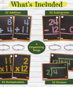 Star Right Math Flash Cards Set of 4 - Addition, Subtraction, Division, & Multiplication Flash Cards - 4 Rings - 208 Math Flash Cards - Ages 6+ - Kindergarten, 1st, 2nd, 3rd, 4th, 5th & 6th Grade 27 91V4jcU2iTL