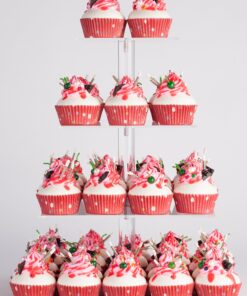 YestBuy 4 Tier Acrylic Cupcake Stand, Premium Cupcake Holder, Acrylic Cupcake Tower Display Cady Bar Party Décor – Display for Pastry(4.7" Between 2 Layers)… 4 Tier Square (4.7" between 2 layers) Clear 24 91V4tKdJysL