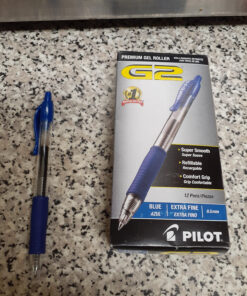 Pilot, G2 Premium Gel Roller Pens, Extra Fine Point 0.5 mm, Pack of 12, Blue Blue Ink 21 91V8khGCgGL