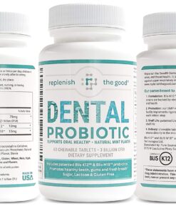 Replenish the Good Dental Probiotic | Vegan Supplements w/BLIS K12 & M18 | Boosts Oral Health | Fights Bad Breath (Halitosis), Tooth Decay, Strep Throat | 60 Sugar-Free Chewable Tablets (Mint Flavor) 60 Count (Pack of 1) 23 91V9ZMgx9KL