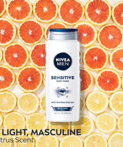 Nivea Men Sensitive Body Wash with Bamboo Extract, 3 Pack of 16.9 Fl Oz Bottles 24 91VH96QdM2L