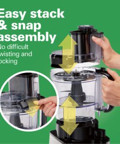 Hamilton Beach Stack & Snap Food Processor and Vegetable Chopper, BPA Free, Stainless Steel Blades, 12 Cup Bowl, 2-Speed 450 Watt Motor, Black (70725A) 30 91VJ3qJWA8L 1