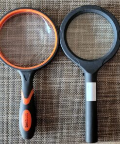 Dicfeos Magnifying Glass 10X Handheld Reading Magnifier with Cleaning Cloth-100MM Large Magnifying Lens with Non-Slip Soft Handle for Seniors Book Newspaper Reading and Kids Nature Hobby Exploration 22 91VJvf7IPWL