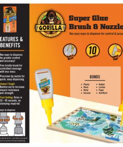Gorilla Super Glue with Brush & Nozzle Applicator, 10 Gram, Clear, (Pack of 1) 1 - Pack 25 91VOuPZC3yL