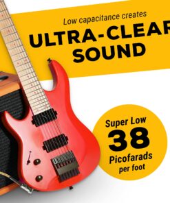 GLS Audio Instrument Cable - Amp Cord for Bass & Electric Guitar - Straight to Right Angle 1/4 Inch Instrument Cable - Brown/Yellow Braided Tweed, 10ft 10 Ft. Right-Angle Gold 26 91VQAwX6CML