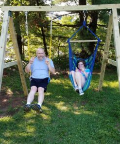 Sorbus Stylish Swing Chair - Fine Cotton Weave for Super Comfort & Durability - Hanging Hammock Chair w/2 Seat Cushions- Portable Outdoor Hanging Chair w/Hardware Kit - Indoor Outdoor Use - Max 265lbs Blue 36 91VXGpwT5kL 1