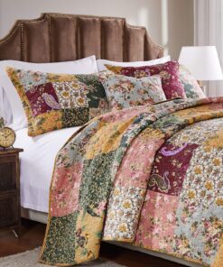Greenland Home Antique Chic Authentic Patchwork Cotton Quilt Set, Multicolor, 3-Piece King/Cal King King/California King (3 Piece) 28 91VZ0iFFPXL