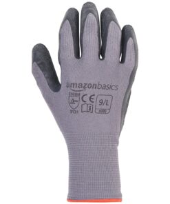 Amazon Basics Latex Coated Work Gloves, Nylon Liner Fiber, Grey, Size 9, L, 12-Pair 12 91VZbJuxWPL