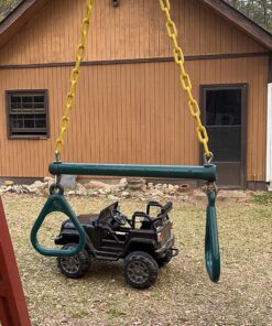 Jungle Gym Kingdom Swing Sets for Backyard, Monkey Bars & Swingset Accessories - Set Includes 18" Trapeze Swing Bar & 48" Heavy Duty Chain with Locking Carabiners - Outdoor Play Equipment (Green) Green 36 91VcSxCmzL