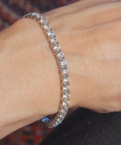 Amazon Collection Sterling Silver Tennis Bracelet set with Round Cut Infinite Elements Cubic Zirconia, White/Platinum 7.25" 4 mm 25 91Vd3B1LfUL