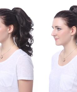 Onedor 15" Synthetic Fiber Curly Ponytail Hair Extension hairpiece with Clip-in Jaw Clips, Dual-Use Hair Extensions (1#-Black) 1#-Black 15 91VeQDPXRzL