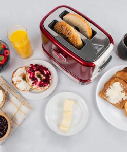 Nostalgia New and Improved Wide 2-Slice Toaster Perfect For Bread, English Muffins, Bagels, 5 Browning Levels, With Crumb Tray & Cord Storage, Retro Red 26 91VgNOja0L