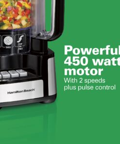 Hamilton Beach Stack & Snap Food Processor and Vegetable Chopper, BPA Free, Stainless Steel Blades, 12 Cup Bowl, 2-Speed 450 Watt Motor, Black (70725A) 36 91Vl2H6kKL
