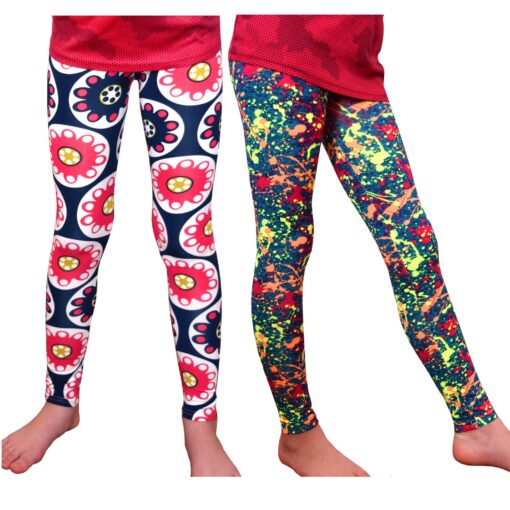 Syleia Girls' Leggings, High Waist, Ankle Length, Fashion Graphic Prints Medium Multi-color