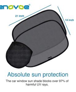 Enovoe Car Window Shades for Baby (21"x14") - 4 Pack - Sun Shade Blocker, Cling Window Cover - Glare Shield and UV Rays Protection for Your Child - Side Window Screens for SUV- Mesh Car Window Shade Black 27 91VoiFbyBPL