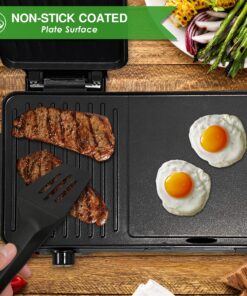Nutrichef 2-in-1 Panini Press Grill & Griddle | Nonstick Coating, Temperature Control | Multiuse Countertop Sandwich Maker | Removable Drip Tray | 1500W | Compact Electric Griddle | 20.3 x 12.5 x 5.3 28 91W 1q4WFeL