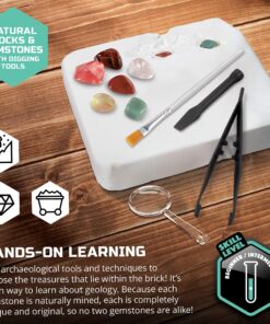 Discovery™ Gemstone Mining Kit - Excavate Real Gems & Rock Minerals, Fun DIY STEM Experiment, Educational Geology Activity Toy, Safe Non-Toxic Kids Learning Set Gift, Chisel Magnifying Glass Tools 10 91W0aS5j1yL