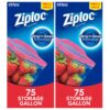 Ziploc Gallon Food Storage Bags, New Stay Open Design with Stand-Up Bottom, Easy to Fill, 75 Count (Pack of 2) 150 Count 39 91W2QHJBM3L