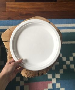 Susty Party 10-Inch Compostable Round (50-Count), Sugarcane Heavy Duty Disposable Biodegradable Plate for Dinner, White 10 91W7TV8EJoL