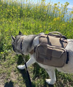 OneTigris Dog Pack Hound Travel Camping Hiking Backpack Saddle Bag Rucksack for Medium & Large Dog (Brown, Large) 11.4"L x 8.7"W x 2.4"H Brown 50 91W8fr3lguL