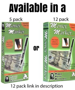 Money Marker (5 Counterfeit Pens) - Counterfeit Bill Detector Pen with Upgraded Chisel Tip - Detect Fake Counterfit Bills, Universal False Currency Pen Detector Pack 1 27 91WADxZn08L