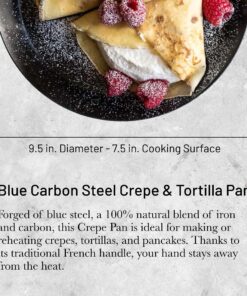 de Buyer Blue Carbon Steel Crepe & Tortilla Pan - 9.5” - Ideal for Making & Reheating Crepes, Tortillas & Pancakes - Naturally Nonstick - Made in France 9.5" 27 91WCAfMpKGL 2
