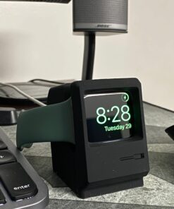 elago W3 Stand Compatible with Apple Watch Series Series 9/8/7/6/SE/5/4/3/2/1/SE (45mm, 44mm, 42mm, 41mm, 40mm, 38mm) (Black) - Classic Monitor Design, Compatible with Nightstand Mode Black 45 91WLEVh4uYL