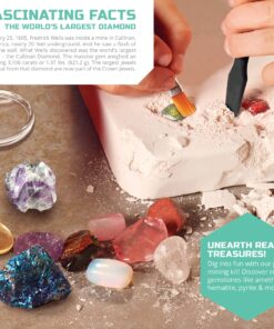 Discovery™ Gemstone Mining Kit - Excavate Real Gems & Rock Minerals, Fun DIY STEM Experiment, Educational Geology Activity Toy, Safe Non-Toxic Kids Learning Set Gift, Chisel Magnifying Glass Tools 12 91WTscSIK L