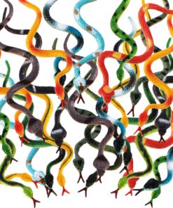 Blulu 24 Pieces Plastic Snakes Realistic Rubber Snakes Halloween Snake Toys 4 Inch Assorted Colorful Mini Fake Snake Toys for Garden Prank Prop Scare Birds Halloween Party Favors
