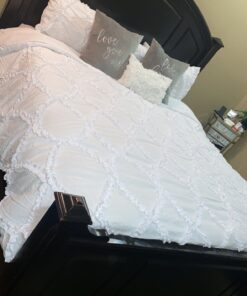 Lush Decor Avon Comforter Ruffled 3 Piece Bedding Set with Pillow Shams, King, White 31 91WZ5m7sAML