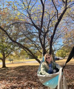 Wise Owl Outfitters Camping Hammock - Camping Essentials, Portable Hammock w/Tree Straps, Single or Double Hammock for Outside, Hiking, and Travel Blue & Grey Medium 35 91Wa3nJ0cL