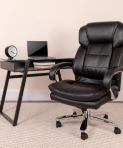 Flash Furniture Big & Tall Office Chair | Black Leather Swivel Executive Desk Chair with Wheels Black Leathersoft 19 91Wa5qh1uDL