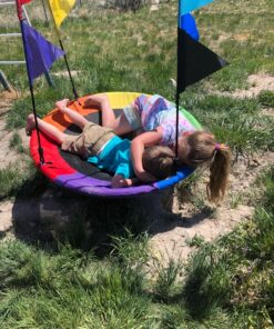 Sorbus 40" Saucer Swing for Kids - 220lbs Outdoor Swing Fun- Tree Glider Therapy Swing for Kids- Adjustable Ropes & Durable Swing Seat- Trampoline Net Swing for Swing Set,Backyard,Indoor/Outdoor,Gift 40 Inch 32 91Wo08C5sTL