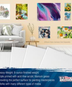 U.S. Art Supply 8 x 10 inch Stretched Canvas Super Value 10-Pack - Triple Primed Professional Artist Quality White Blank 5/8" Profile, 100% Cotton, Heavy-Weight Gesso - Acrylic Pouring, Oil Painting 8" x 10" 29 91X3gD6DiZL
