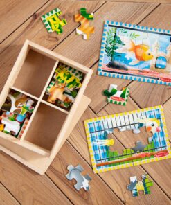 Melissa & Doug Pets 4-in-1 Wooden Jigsaw Puzzles in a Storage Box (48 pcs) - FSC-Certified Materials 31 91XF12 s8TL