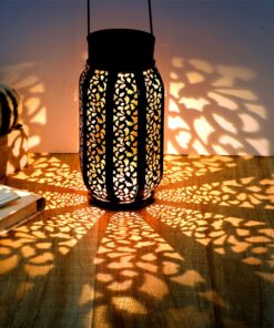 Alternative view of Maggift 2 Pack 10.6 Inch Hanging Solar Lights Outdoor Retro Hanging 20 Lumens Christmas Decorative Solar Lantern with Handle, Brown 2Pack-Retro Hanging Solar Lantern