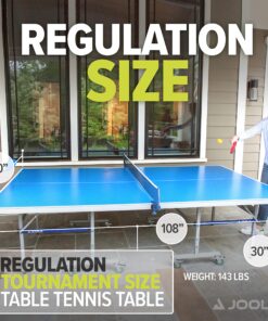 JOOLA NOVA - Outdoor Table Tennis Table with Waterproof Net Set - Quick Assembly - All Weather Aluminum Composite Outdoor Ping Pong Table - Tournament Quality - Indoor & Outdoor Compatible NOVA DX Outdoor 24 91XVXGriJXL