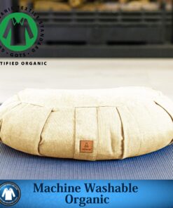 Seat Of Your Soul Crescent Meditation Cushion –10 Colors Half-Moon Yoga Pillow; Organic Cotton Zafu Cover & Zipper Liner to Adjust USA Buckwheat Hulls; Floor Pouf for Sitting Kids, Men or Women Natural 21 91XVmSzOxiL 2